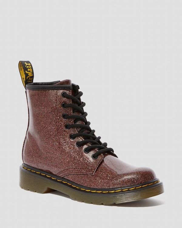 Dr Martens Dětské Kotníkové Boty Junior 1460 Glitter Růžové Hnědé, CZ-326819